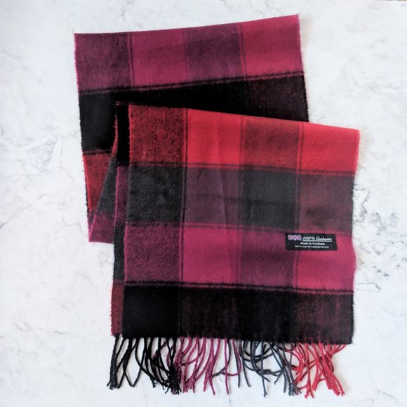 Made In Scotland Accessories - Made In Scotland 100% Cashmere Red Plaid Scarf